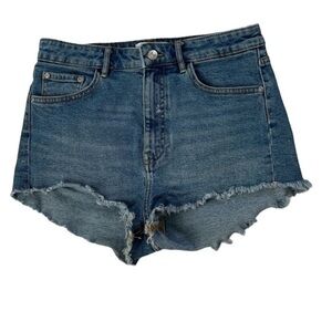 Zara High Rise Frayed Jean Shorts